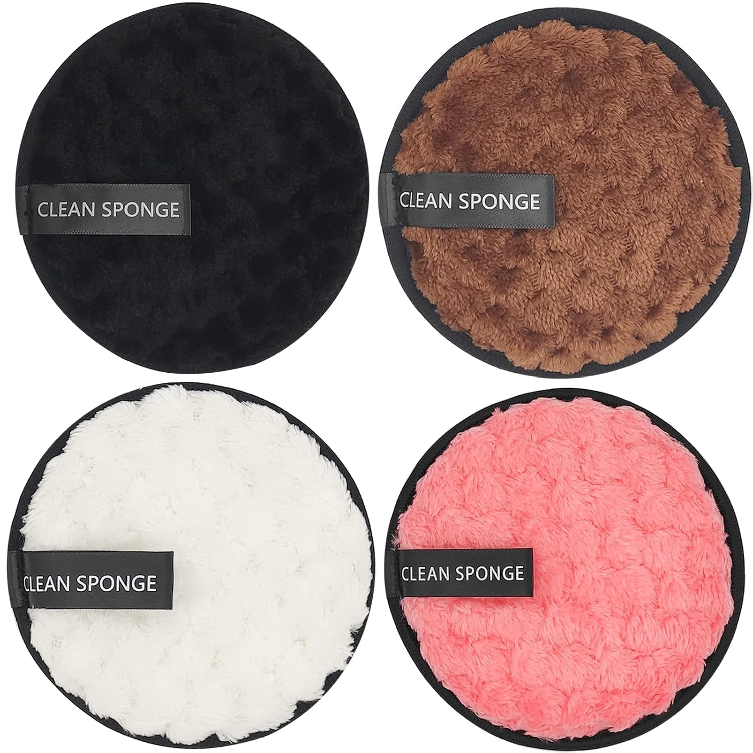 4 Pc Makeup Remover Sponge Reusable Round Soft Face Cleansing Pads for All Skin Types 