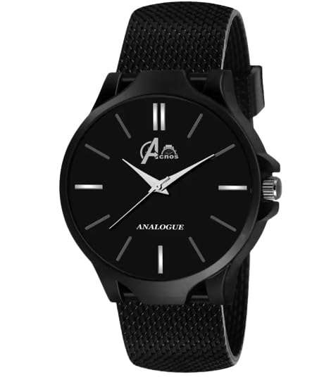 Acnos Leather Trending Black Dial Analog Watch For Mens